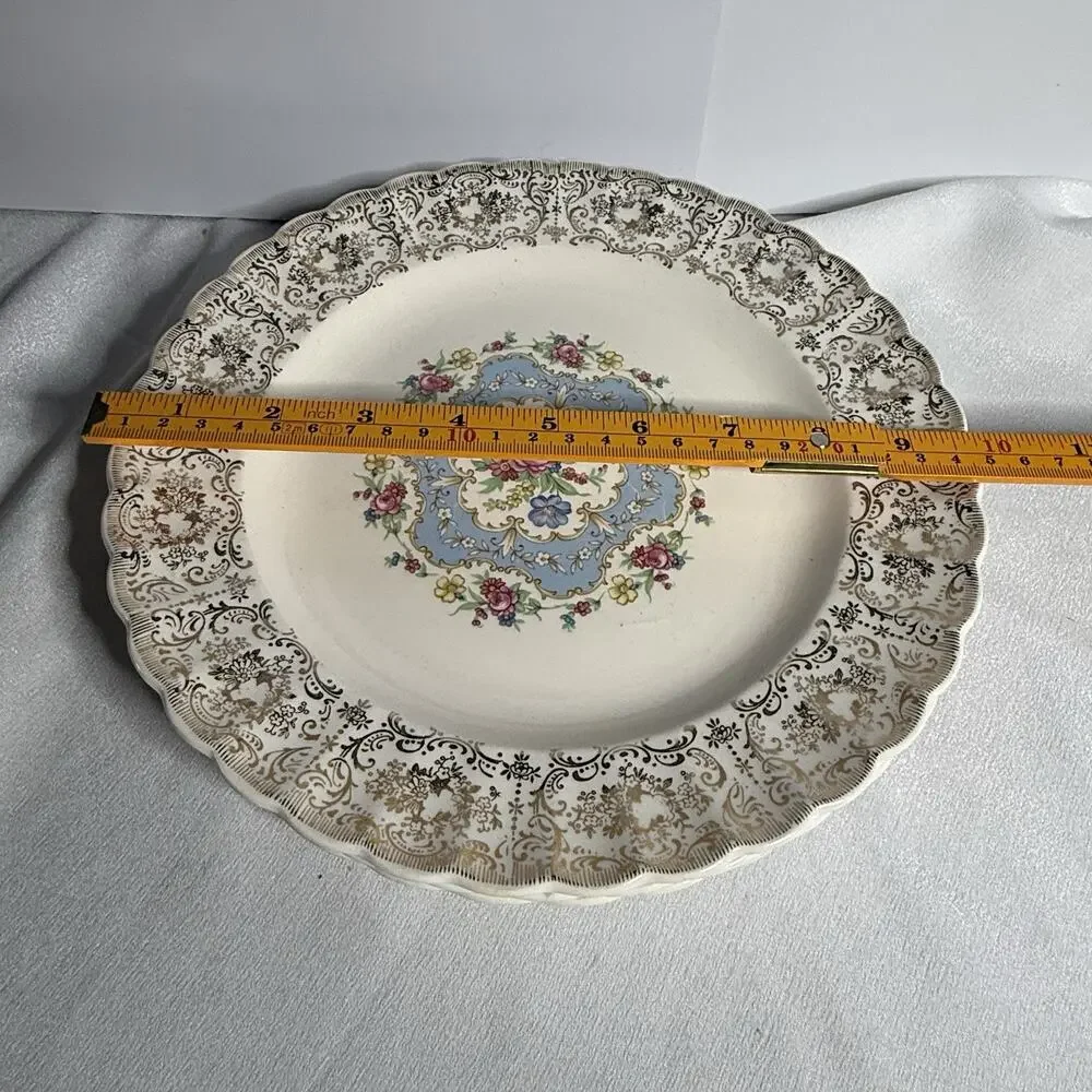 Vintage American Limoges Lyric Plates Set of 4, 22K Gold Filigree Rim 9.5